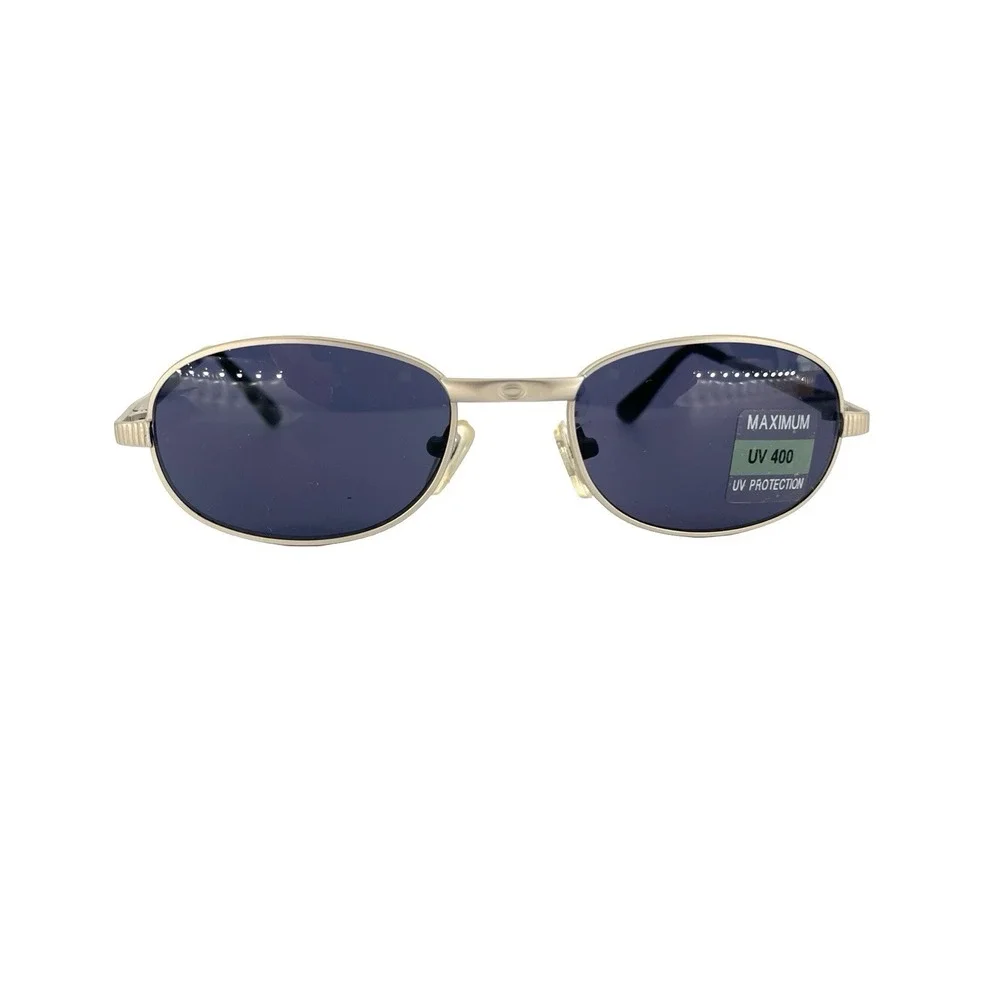 Deziner Wholesale LLC Oval Metal Sunglasses Silver Frame Blue Lens UV400
